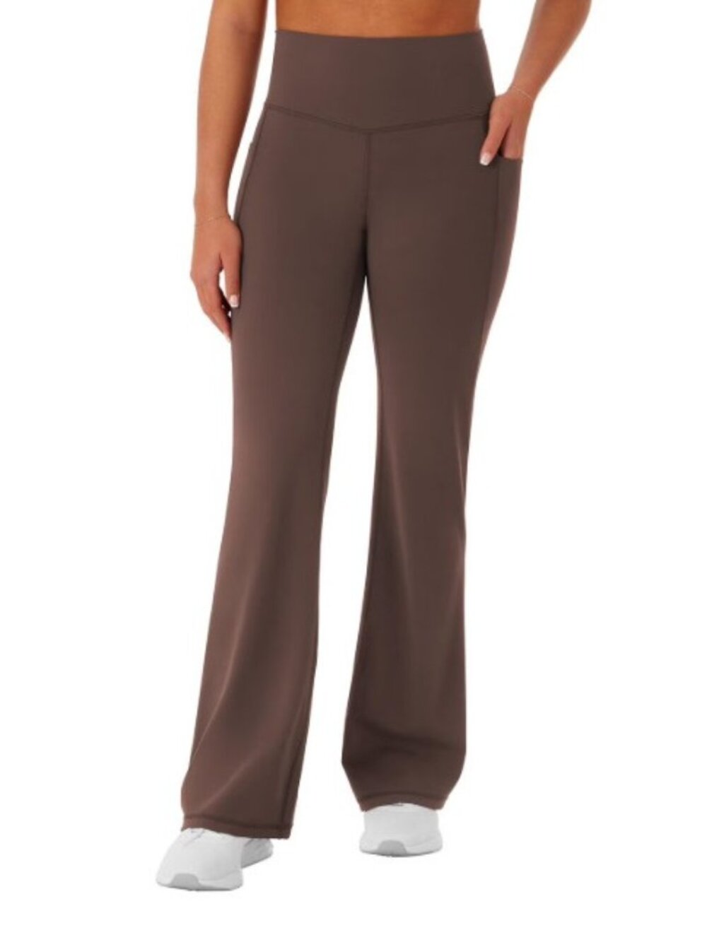 Member's Mark Women's Everyday 4 Way Stretch High Rise Flare Yoga Pant-Brown-XL